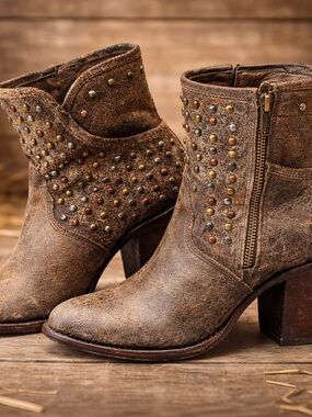 Circle G by Corral Distressed Studded Ankle Booties – Size 7M Style C3348